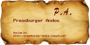 Pressburger Andos névjegykártya